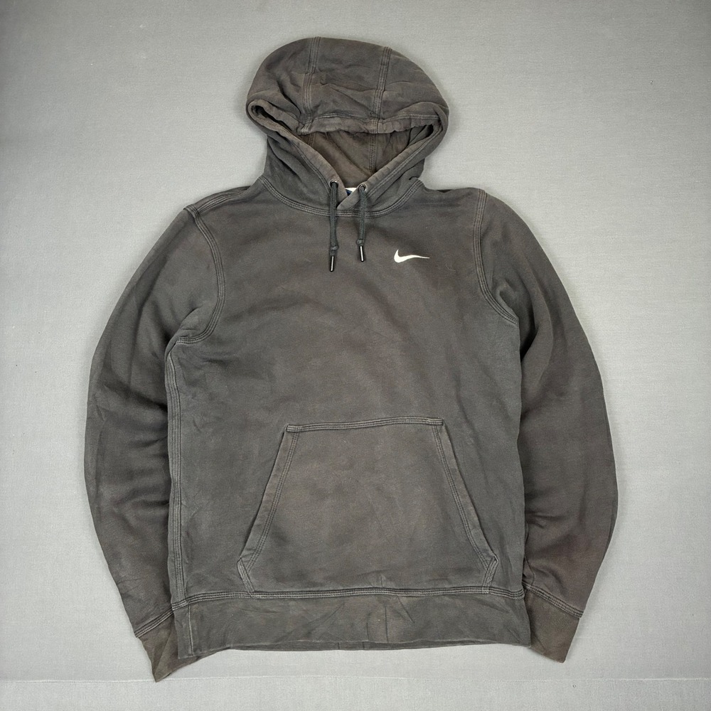 Nike Club Fleece Faded Black Pullover Hoodie Men's Size Small Swoosh